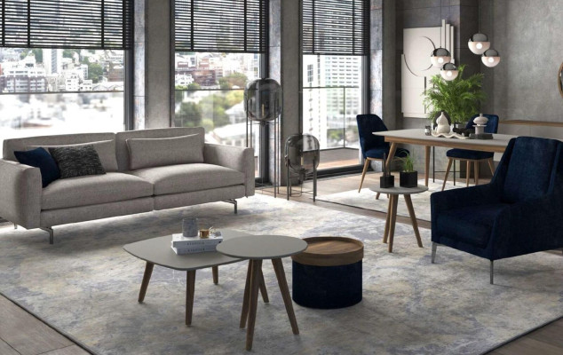 Muebles de sala gris-negro Conjunto de lujo moderno de tres piezas sillón nuevo