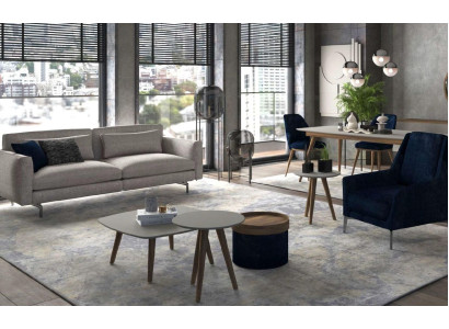 Muebles de sala gris-negro Conjunto de lujo moderno de tres piezas sillón nuevo