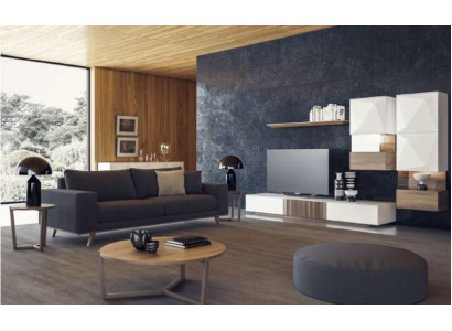 Sofá de salón gris de lujo de tres plazas estilo moderno con tapizado.