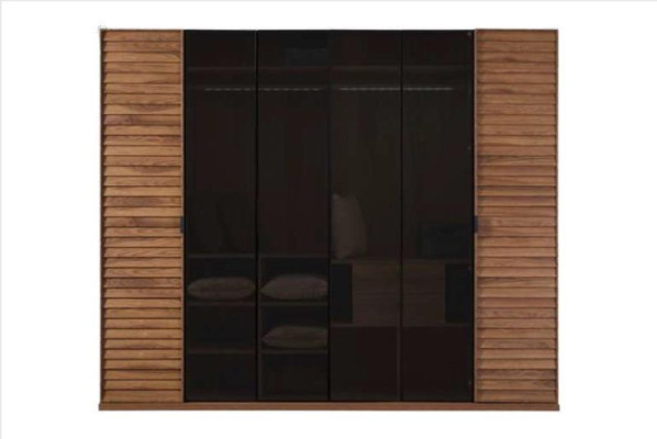 Armario con puertas correderas de cristal, muebles de dormitorio, espejo marrón.