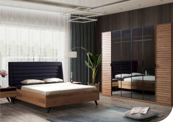 Armario con puertas correderas de cristal, muebles de dormitorio, espejo marrón.