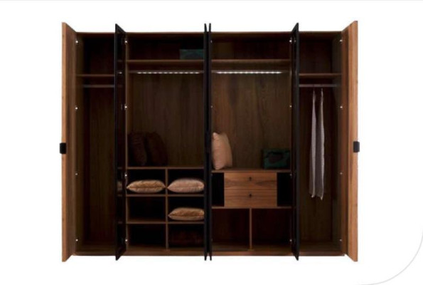 Armario con puertas correderas de cristal, muebles de dormitorio, espejo marrón.