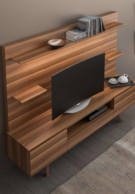 Nuez natural estantes de lujo Estantes colgantes de muebles de sala de estar modernos nuevos