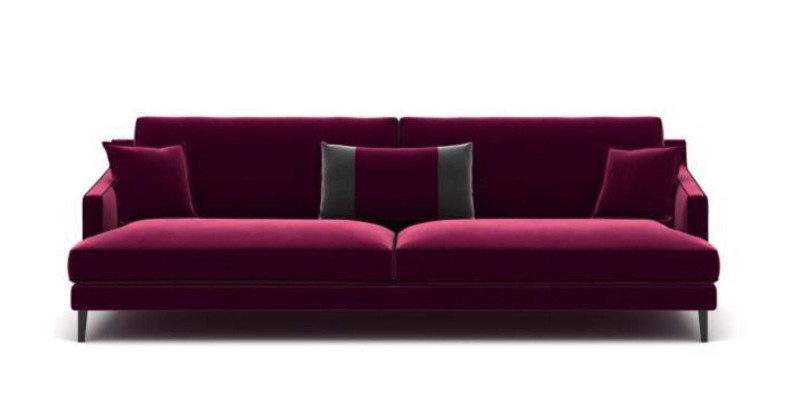 Rosa sofá moderno de tres plazas, sofás de salón, muebles de estilo de lujo.