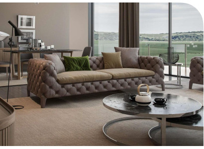 Tauper Chesterfield tres plazas Sofá de lujo de estilo moderno para salón.