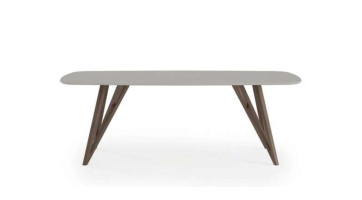 Mesa de cocina de nogal natural, muebles de comedor en estilo moderno de lujo.