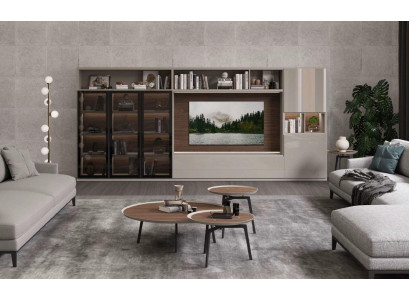 Juego de mesa de centro Muebles de salón Lujo Mesas marrones Diseño de lujo Madera