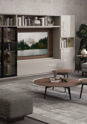 Juego de mesa de centro Muebles de salón Lujo Mesas marrones Diseño de lujo Madera