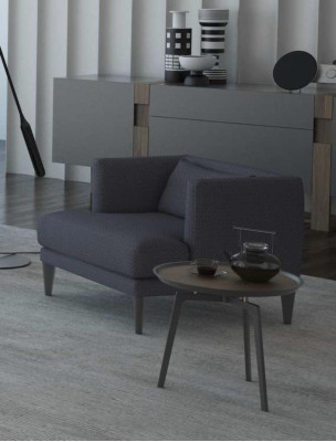 Sillón de lujo gris de un solo asiento del diseñador, sillón de descanso, sillón moderno de orejas.