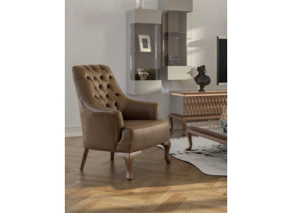 Sillón Chesterfield marrón de una plaza muebles de salón modernos sillón de lujo. 