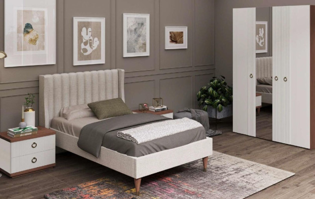 Mesa de noche blanca con cajones Muebles de madera Mobiliario moderno de lujo para dormitorio