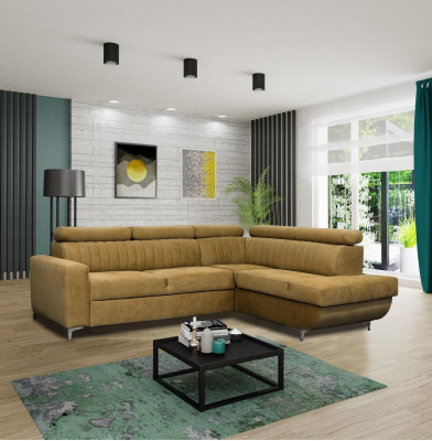 Sofás en forma de L de tela Sofá Esquina Asiento Sofá Sala de estar moderno Sofá verde Muebles