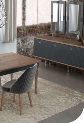 Silla de lujo moderna gris, una sola pieza, muebles de madera, sillas de cocina.