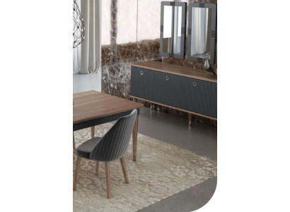Silla de lujo moderna gris, una sola pieza, muebles de madera, sillas de cocina.