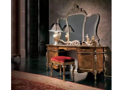 Tocador Dormitorio Taburete Espejo Madera Conjunto de muebles de diseñador
