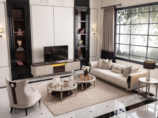 Conjunto de sala de estar sofá de tres plazas sillón sofá de tela 6 piezas beige mesas de centro