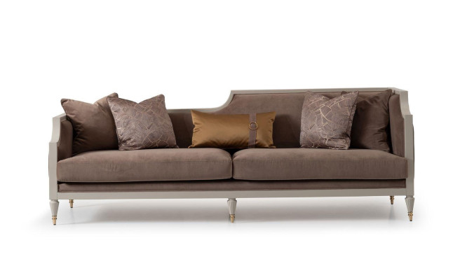 Sofá de cuatro plazas con mesa de centro, sofá de tela marrón y sillón, conjunto de 4 piezas.