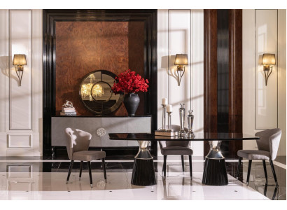 Conjunto de comedor de lujo, esquina de comedor, mesa de comedor, sillas, negro, 9 piezas, comedor de madera.