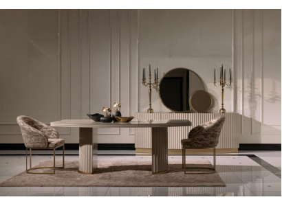 Grupo de comedor, rincón de comedor, mesa de comedor, sillas, juego de 9 piezas, comedor beige de madera de lujo.