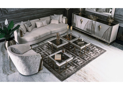 Conjunto de sala de estar sofás de tela sillón mesas de centro juego de 6 piezas gris
