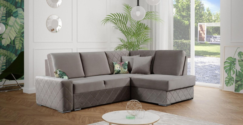 Sofá cama función de cama de terciopelo asiento de cuero Lounge sofá de esquina en forma de L nuevo.