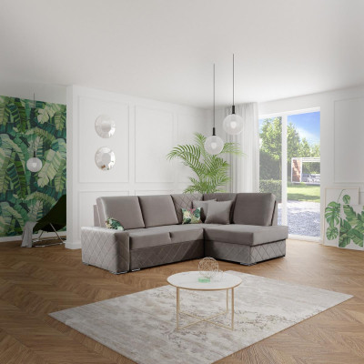 Sofá cama función de cama de terciopelo asiento de cuero Lounge sofá de esquina en forma de L nuevo.