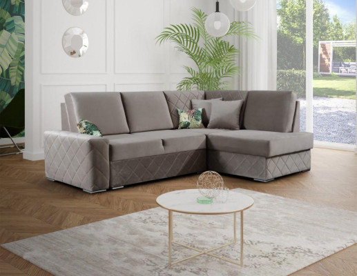 Sofá cama función de cama de terciopelo asiento de cuero Lounge sofá de esquina en forma de L nuevo.