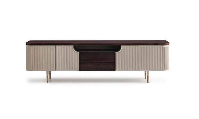 Muebles de TV soporte RTV de madera beige moderno mesa de salón.