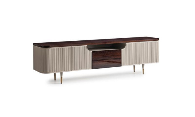 Muebles de TV soporte RTV de madera beige moderno mesa de salón.