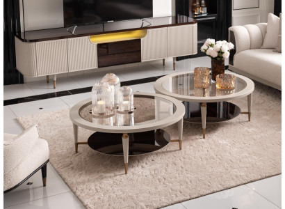 Grupo de mesas de centro y auxiliares conjunto de 2 mesas de café en madera beige