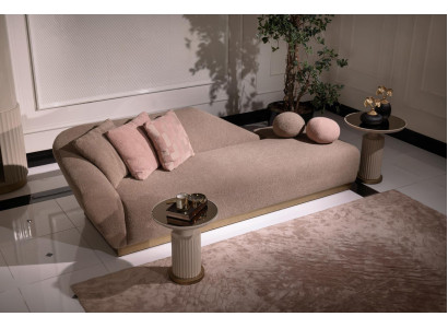 Chaiselongue Tumbona reclinable Sillón reclinable Sofá Beige Moderno Tapizado Tela