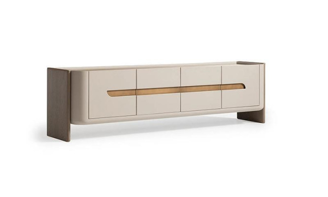 Mueble de televisión RTV, stand para televisión de madera beige, moderno mueble de salón.