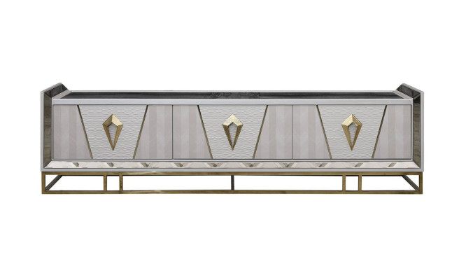 Mueble de televisión RTV Lowboard soporte de TV gris de madera mesa de sala de estar moderna