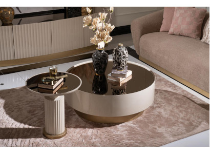 Mesa de centro completa de lujo en color beige