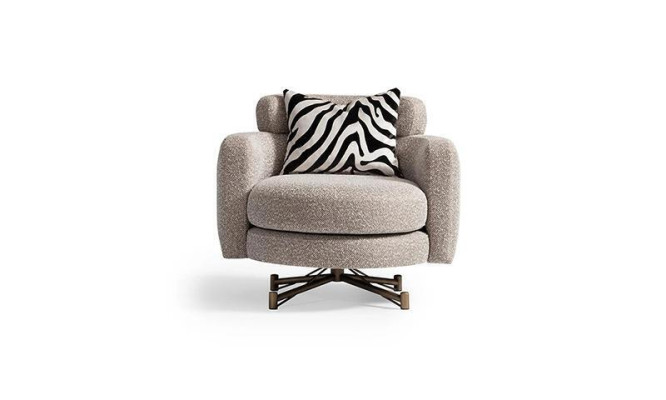 Sillón con taburete Sillón orejero Sillón de televisión Sillón tapizado Gris Zebra