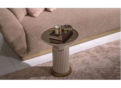 Mesita auxiliar Mesa de café Mesa de centro Mesa de esquina Beige Sala de estar Vidrio.