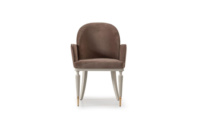 Silla de comedor Silla de cocina Silla con apoyabrazos Marrón Tapizado Moderno