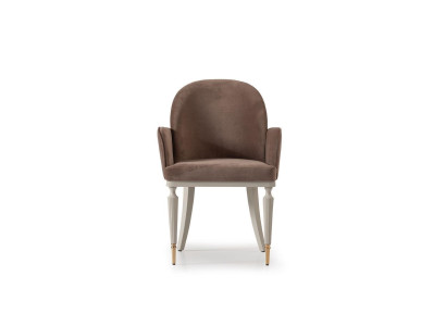 Silla de comedor Silla de cocina Silla con apoyabrazos Marrón Tapizado Moderno