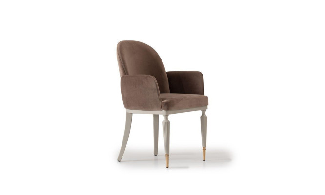 Silla de comedor Silla de cocina Silla con apoyabrazos Marrón Tapizado Moderno