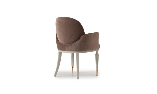 Silla de comedor Silla de cocina Silla con apoyabrazos Marrón Tapizado Moderno