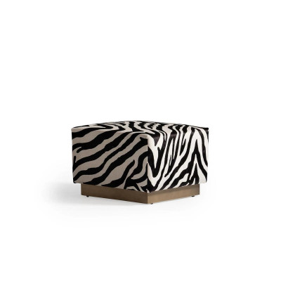Taburete, taburete de tela de patrón de cebra, puf de tela con estampado de cebra para la sala de estar.