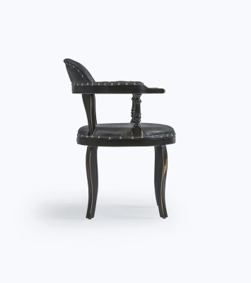 Silla de diseño de lujo tapizada con asiento acolchado, silla de madera para comedor con apoyabrazos.