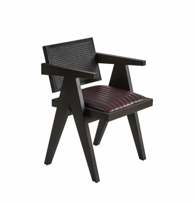 Silla de madera diseño marrón con reposabrazos, mobiliario de comedor, asiento, totalmente nuevo.