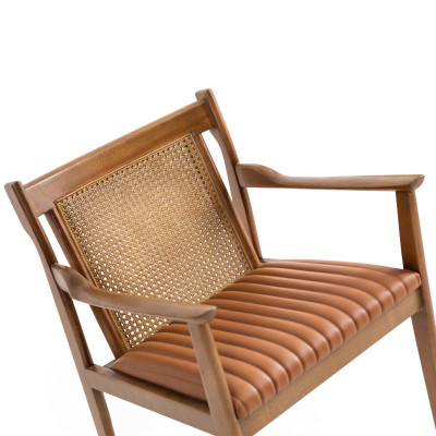 Moderno sillón de madera con tapizado de cuero para comedor, nuevo mueble.