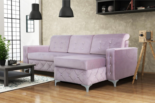 Sofá de esquina de terciopelo Sofá cama de lujo Sofá en forma de L Tapizado Nuevo