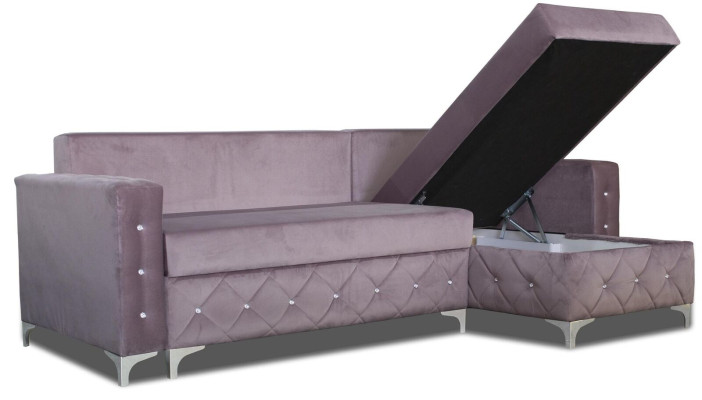 Sofá de esquina de terciopelo Sofá cama de lujo Sofá en forma de L Tapizado Nuevo