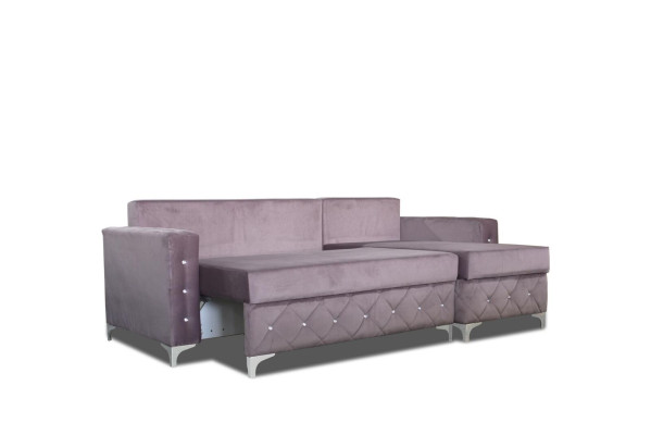 Sofá de esquina de terciopelo Sofá cama de lujo Sofá en forma de L Tapizado Nuevo
