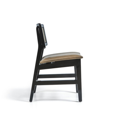 Silla de comedor negra de madera nueva mueble tapizada asiento diseño moderno.
