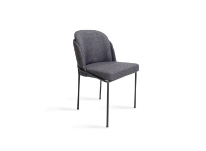 Silla de comedor de lujo en gris con tela tapizada. Muebles de diseñador nuevos.