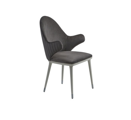 Silla gris con reposabrazos, moderna, de lujo, diseño de muebles de diseñador para comedor.